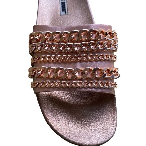 Cape Robbin Slides Sandals Rose Pink Chain Design New Sz 9 - Picture 2 of 9